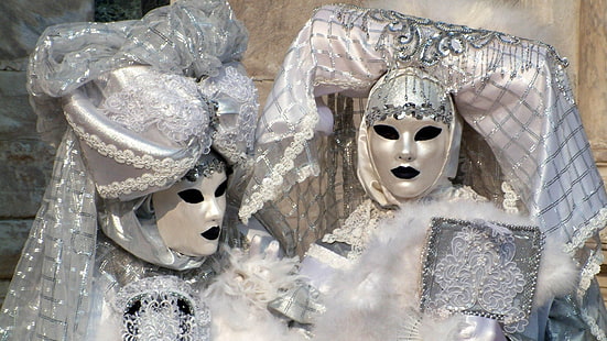Венециански маски, Венеция, карнавал, маски, венециански, HD тапет HD wallpaper