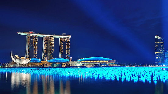 Марина Бей Сингапур, Сингапур, сграда, архитектура, красива, HD тапет HD wallpaper