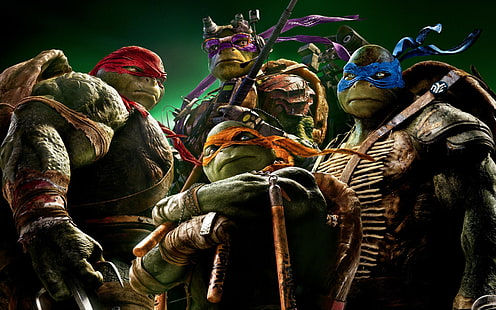 Teenage Mutant Ninja Turtles 2016, Cars 2, Teenage Mutant Ninja Turtles, Leonardo, Raphael, Michelangelo, Donatello, Rafael, HD wallpaper HD wallpaper