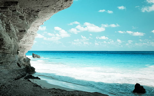 Cave Seas Rocks Skyscapes Haute résolution, plages, grotte, haute résolution, rochers, mers et océans, Fond d'écran HD HD wallpaper