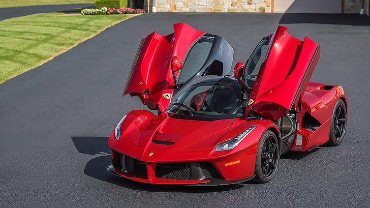 Ferrari, Ferrari LaFerrari, samochód, czerwony samochód, samochód sportowy, supersamochód, pojazd, Tapety HD