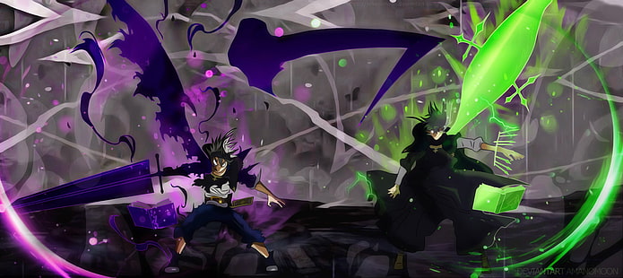 Anime, Schwarzklee, Asta (Schwarzklee), Buch, Zauberer, Schwert, Yuno (Schwarzklee), HD-Hintergrundbild HD wallpaper