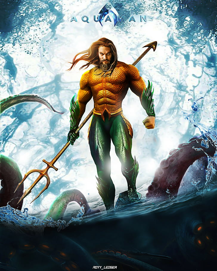 Karya Aquaman Jason Momoa, Wallpaper HD, wallpaper seluler