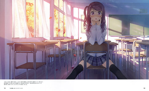 Kantoku, Kurumi (Kantoku), school uniform, HD wallpaper HD wallpaper