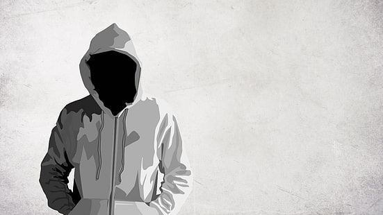 person in white hoodie vector art, dark, faceless, hoods, artwork, HD wallpaper HD wallpaper