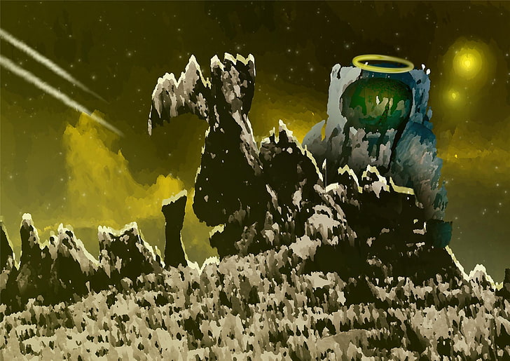 duas figuras de ação verdes e pretas, espaço, astronauta, HD papel de parede