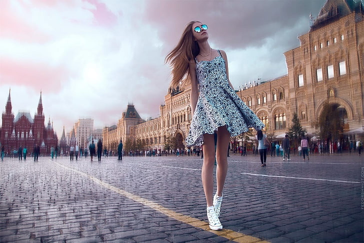 calçada, óculos, mulheres, Moscou, Fedor Shmidt, HD papel de parede