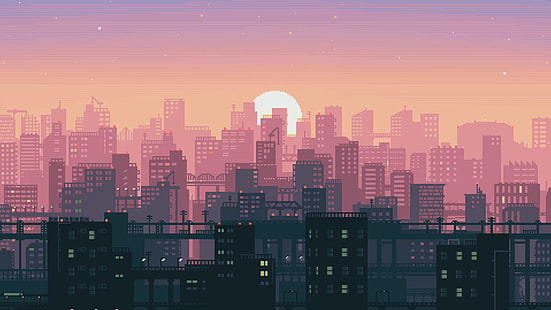 Künstlerische, Pixel Art, Pixel, Sonnenuntergang, HD-Hintergrundbild HD wallpaper