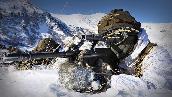 Austrian Armed Forces, military, mountain, snow, soldier, HD wallpaper