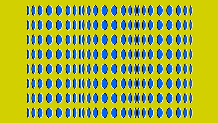 optical illusion, yellow background, polka dots, HD wallpaper