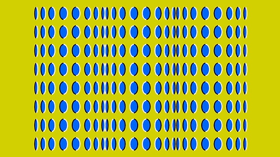 optical illusion, yellow background, polka dots, HD wallpaper HD wallpaper