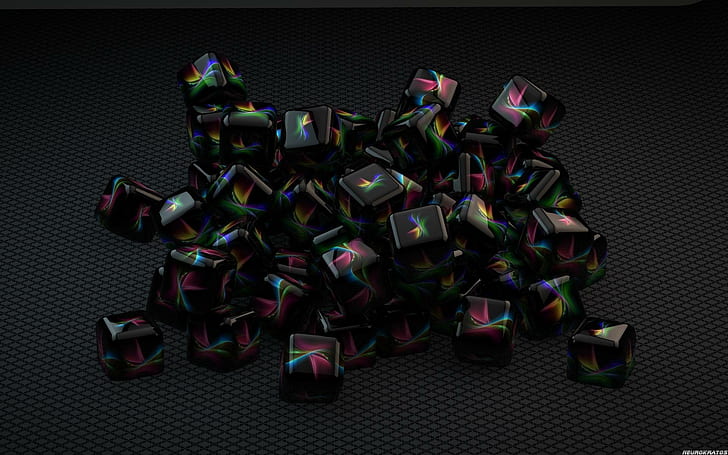 Cubee, assorted black and pink cubes, cube, abstract, 3d and abstract, HD wallpaper