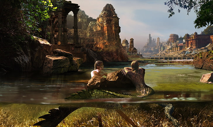 скриншот игрового приложения, фэнтези арт, существо, вода, произведение искусства, HD обои