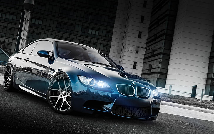 blue BMX coupe, BMW, BMW E92 M3, car, blue cars, HD wallpaper
