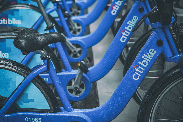 niebieska partia rowerów Citi, rowery, rower miejski, koło, Tapety HD