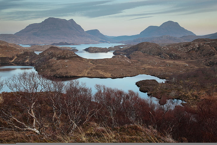 montañas, colinas, Escocia, lago, Highland, Wester Ross, Fondo de pantalla HD