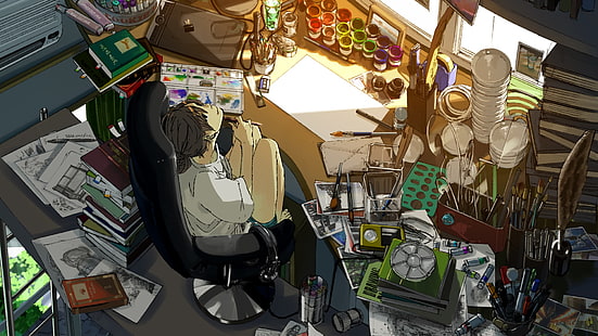 Zimmer, Anime Girls, originelle Charaktere, Unordnung, HD-Hintergrundbild HD wallpaper