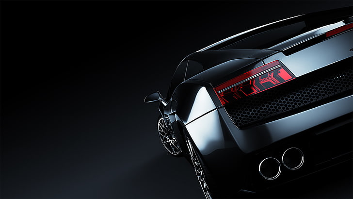 gray car, Lamborghini, black, Gallardo, rear, the dark background, LP 560 4, HD wallpaper