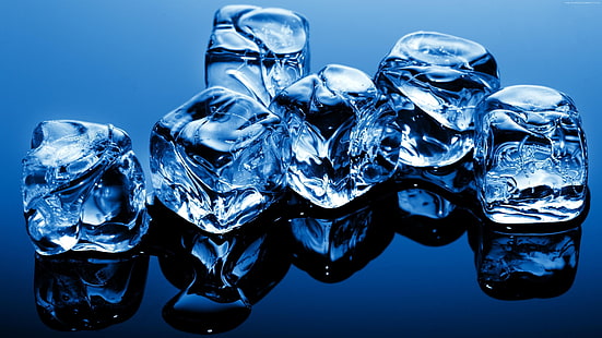 кубики льда, кубики льда, лед, вода, синий, HD обои HD wallpaper