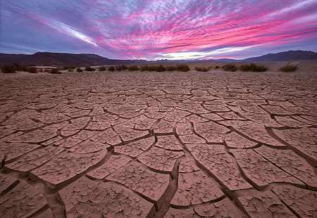 панорамная фотография засухи, Трещины, панорамная фотография, засуха, земля, отдел внутренних дел, национальный парк Долины Смерти, пустыня, сухой, природа, засушливый климат, грязь, трещины, бесплодная, грязь, пейзаж, жара - температура, песок, HD обои HD wallpaper