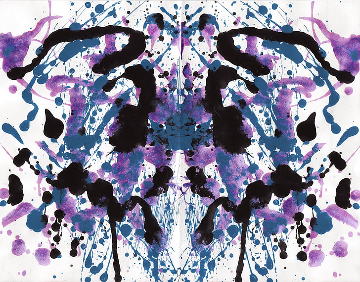 white and multicolored abstract painting, ink, symmetry, paint splatter, Rorschach test, HD wallpaper