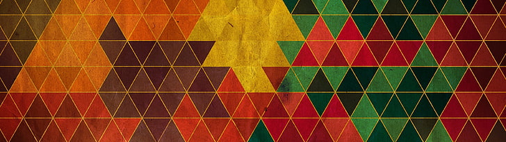 ภาพประกอบสีเขียวสีแดงและสีเหลืองจอแสดงผลหลายจอมีสีสันนามธรรม, วอลล์เปเปอร์ HD