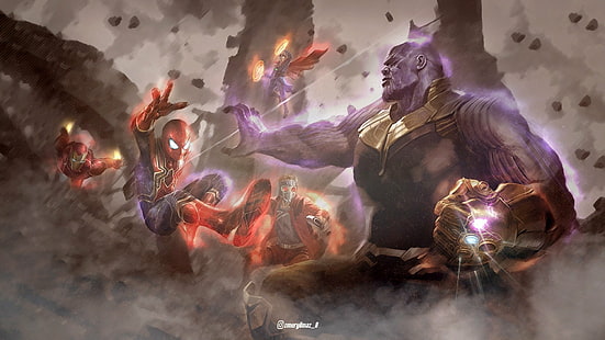 Movie, Avengers: Infinity War, Doctor Strange, Iron Man, Spider-Man, Star Lord, Thanos, HD wallpaper HD wallpaper