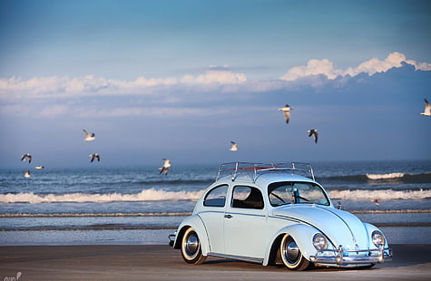 Bug Renfrow, Volkswagen Beetle coupe biru, Mobil, Volkswagen, Beetle, volkswagen beetle, renfrow's bug, Wallpaper HD HD wallpaper