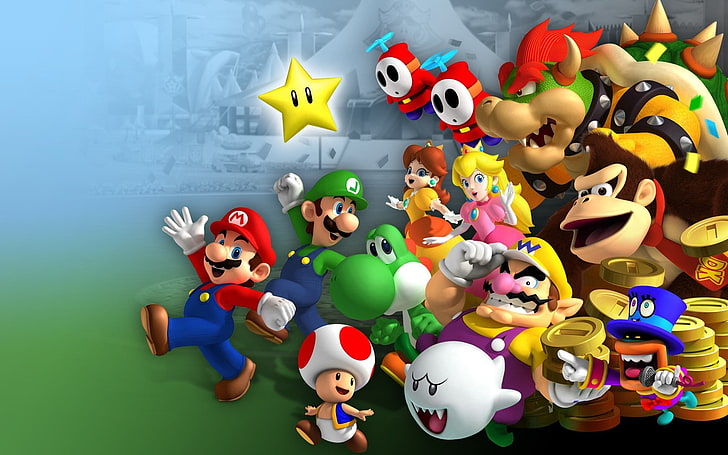 Donkey Kong, Luigi, Mario Bros., Mario Kart 8, Nintendo, Princess Peach, Toad (character), video games, Wario, Yoshi, HD wallpaper