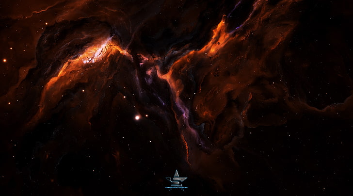 Amber Nebula HD Wallpaper, galaxy wallpaper, Space, Nebula, Dark, Orange, Cosmos, Brilliant, Amber, spännande, starkiteckt, HD tapet