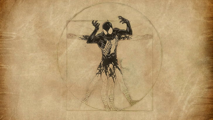 Spider-Man Venom, Spider-Man, Vitruvian Man, HD wallpaper