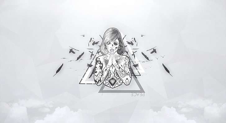 Damai, wanita dalam ilustrasi tato, Aero, Seni Vektor, Wallpaper HD