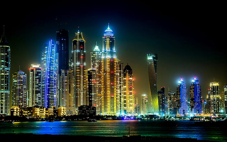 Dubai Megapolis Night Cities 2560 × 1600, Sfondo HD