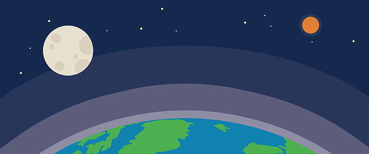 planet earth illustration, space, Earth, Moon, stars, minimalism, Sun, macro, HD wallpaper