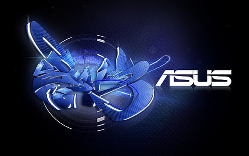 синие обои Asus, asus, компания, логотип, граффити, черный, синий, HD обои HD wallpaper