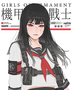  Gharliera, cyberpunk, cybernetics, anime girls, school uniform, HD wallpaper HD wallpaper