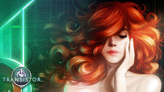 Kızıl saçlı kadın illüstrasyon, Transistör, kırmızı (Transistör), Kızıl saçlı, HD masaüstü duvar kağıdı HD wallpaper