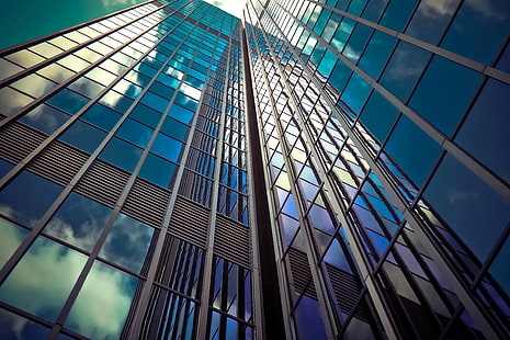 Architektur, Büro, Glas, Gebäude, Wolkenkratzer, 4K, HD-Hintergrundbild HD wallpaper