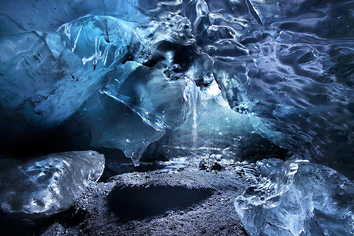 вода, лед, природа, пещера, ледник, HD обои
