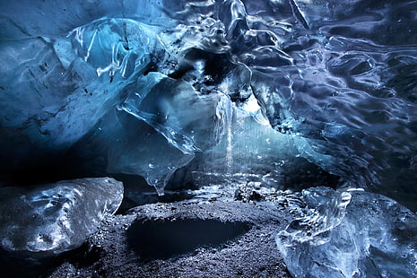 вода, лед, природа, пещера, ледник, HD обои HD wallpaper
