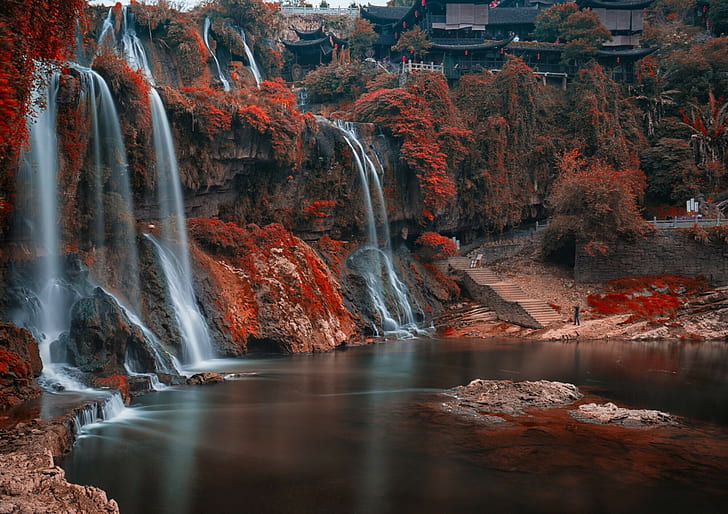 Furon town Hunan, fotografía de caídas de agua, Furon town Hunan, provice, China, cascadas, naturaleza wlalpapers, s, Best s, Fondo de pantalla HD