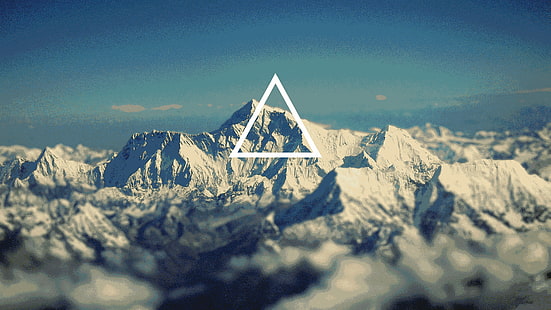 montañas glaciares, geometría, naturaleza, triángulo, montañas, Monte Everest, Fondo de pantalla HD HD wallpaper