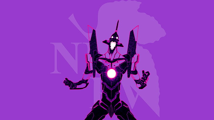 新世紀エヴァンゲリオン、EVAユニット01、アニメ、紫色の背景、 HDデスクトップの壁紙