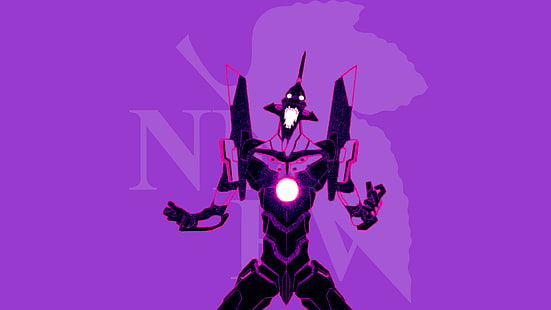 Neon Genesis Evangelion, EVA Unit 01, anime, fioletowe tło, Tapety HD HD wallpaper