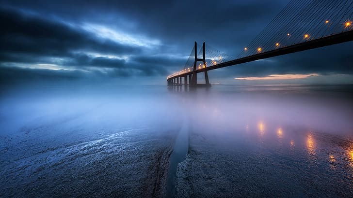 Nacht, Brücke, Vasco da Gama-Brücke, HD-Hintergrundbild