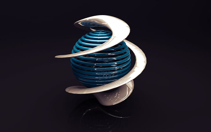3D, Sphere, Spiral, 3d, sphere, spiral, HD wallpaper