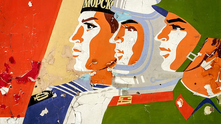 soldier, World War II, USSR, helmet, face, colorful, uniform, profile, astronaut, propaganda, men, Cyrillic, Soviet Army, sailor, sailor uniform, artwork, red army, HD wallpaper