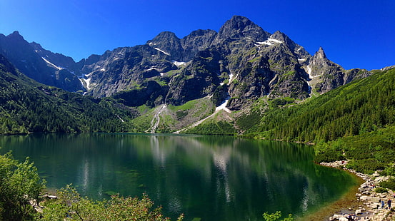 naturaleza, paisaje, fotografía, lago, bosque, azul, cielo, montañas de Tatra, Polonia, Fondo de pantalla HD HD wallpaper