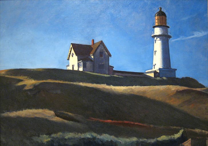 1927, Edward Hopper, Deniz Feneri HIll, HD masaüstü duvar kağıdı