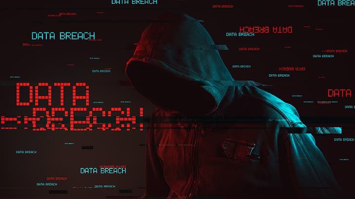 hacking, czarne kurtki, kaptury, Data Breach, Tapety HD